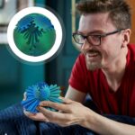 8cm 3D Printed Gear Ball Blue Green - Image 5