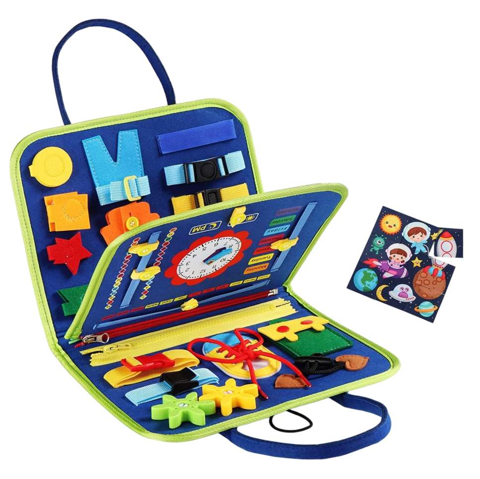 0b86d7136f6bc6f8eaac7468fcf3e295.png Early Childhood Education Schoolbag Felt Busy Board Educational Toy - Image 1