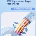 Magnetic Data Cable Fast Charging 60w Dual Input Dual Output Multi-function Magnetic Charging Cable Type-c (blue) - Image 4