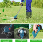 Multifunctional Folding Electric Lawn Mower With 3 Kind Blades-Blue - Image 4