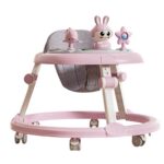 Pink Foldable Walker For 6-18 Months Old Baby With Music