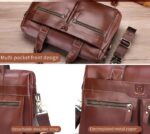 Men's Genuine Leather Business Laptop Briefcase 15.7 Inch Classic Shoulder Bag And Handbag Brown - Image 3