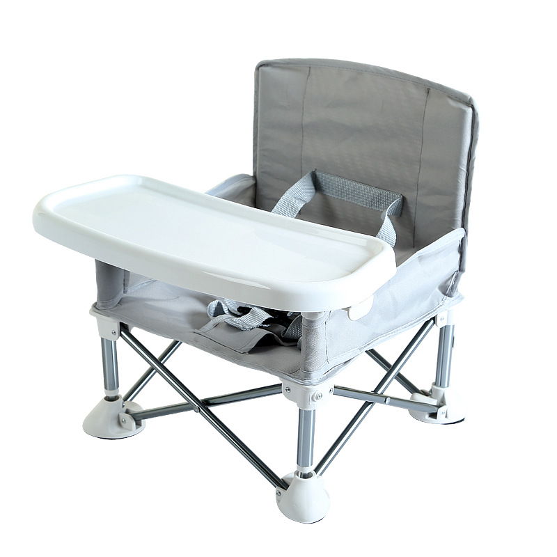 1704dfdac203d0f995b0f4aca03d14c7.jpg Foldable Baby Dining Chair Seat With Tray And Travel Bag- Grey - Image 1
