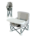 Foldable Baby Dining Chair Seat With Tray And Travel Bag- Grey - Image 2