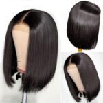 Short Black Bobo Wig Synthetic Hair Black 14 Inch - Image 5