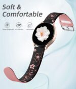 Flower Engraved Silicone Band Compatible With Samsung Galaxy Watch 7 20mm-Black - Image 3