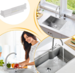 Multifunctional Kitchen Drain Rack With Water Retaining Plate, Transparent Sink Storage And Splash-proof Storage Rack - Image 3