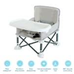 Foldable Baby Dining Chair Seat With Tray And Travel Bag- Grey - Image 3