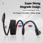 Magnetic Data Cable Fast Charging 60w Dual Input Dual Output Multi-function Magnetic Charging Cable Type-c (black) - Image 3