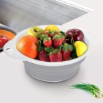 Round Foldable Telescopic Water Filter Basket Gray And White 3-piece Set - Image 3