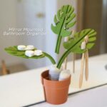 Mirror Monstera Toothbrush Holder No-Drill Wall-Mounted Bathroom Organizer - Image 2