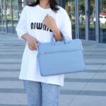 15.6 Inch Thin Laptop Bag Can Be Carried On One Shoulder Or Crossbody In Light Blue - Image 3