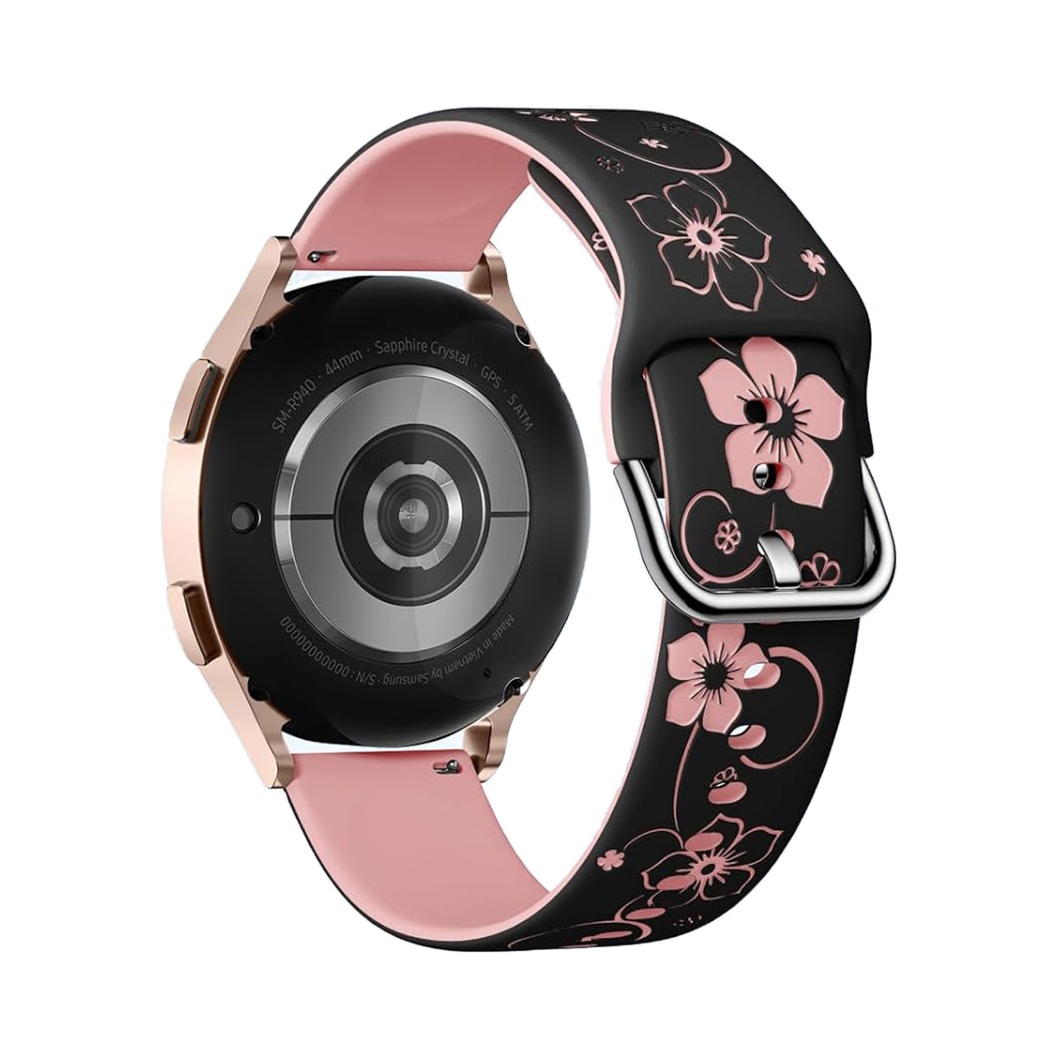 4765a932d2f281af3e739a29ff508325.jpg Flower Engraved Silicone Band Compatible With Samsung Galaxy Watch 7 20mm-Black - Image 1