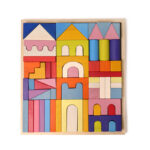 64-Piece Wooden Castle Building Block Set