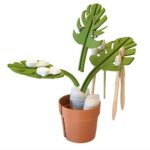 Mirror Monstera Toothbrush Holder No-Drill Wall-Mounted Bathroom Organizer