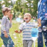 Blue Adjustable Column Bubble Machine Outdoor Party Toy - Image 3
