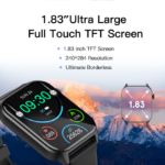 1.83" Screen Waterproof Smart Watch For Men Women - Black - Image 5