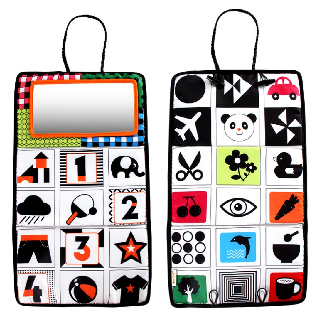 5beb3fd003f7d0a4422876978d662309.jpg Sensory Toy High-Contrast Tummy Time Baby Mirror Toys Orange - Image 1