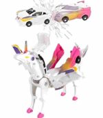 Pink Magnetic Transforming Unicorn Car Toy Automatic Shape-Shifting Robot for Kids - Image 2