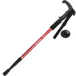 Three-Section Aluminum Alloy Trekking Pole Adjustable Ultra Light-Red