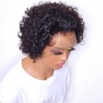 13X1 Short Curly Lace Front Human Hair Wigs Short Pixie Cut Lace Wigs