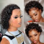 13X1 Short Curly Lace Front Human Hair Wigs Short Pixie Cut Lace Wigs - Image 4