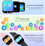 1.83" Screen Waterproof Smart Watch For Men Women - Black - Image 4
