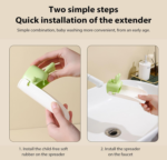 Kids Faucet Extender For Sink |  Green Silicone Cartoon Water Faucet Extender | For Sink, Bathroom - Image 5
