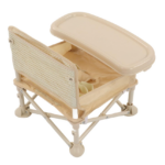 Foldable Baby Dining Chair Seat With Tray And Travel Bag- Beige - Image 3