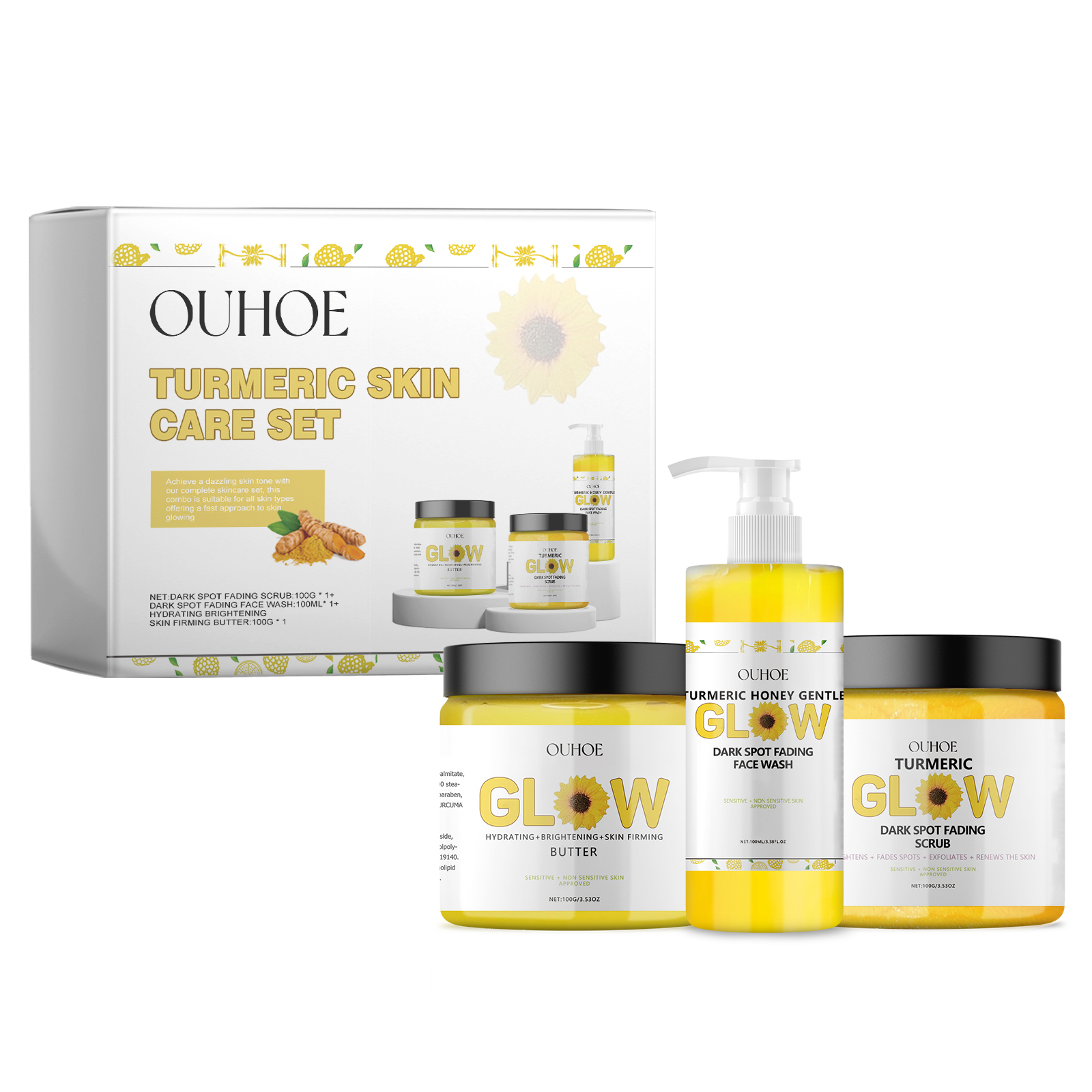 80b650b7390b8bcf09527729436cdd51.jpg Turmeric Skincare Set Cleanse Exfoliate Hydrate for Radiant Skin - Image 1