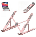 Aluminum Alloy Laptop Stand Folding Lift Vertical Base Heightening Bracket (Pink) - Image 2