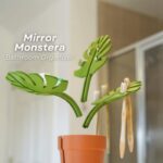 Mirror Monstera Toothbrush Holder No-Drill Wall-Mounted Bathroom Organizer - Image 5