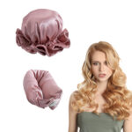 Curling Rod & Cap Satin Heatless Hair Rollers Set-Pink - Image 2