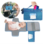 Blue Travel Baby Waterproof Changing Mat Hanging Foldable Storage Bag - Image 3