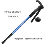 Three-Section Aluminum Alloy Trekking Pole Adjustable Ultra Light-Blue - Image 2