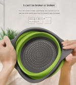 Round Foldable Telescopic Drainer Basket Green 3-Piece Set - Image 3