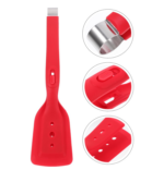 Two-in-one Frying Spatula Clip Silicone Red, Multifunctional High Temperature Resistant Cooking Tool - Image 5