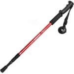 Three-Section Aluminum Alloy Trekking Pole Adjustable Ultra Light-Red