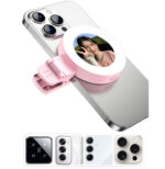 Mini 9-color Pocket Fill Light LED Selfie Ring Light Portable Cherry Pink - Image 3