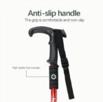 Three-Section Aluminum Alloy Trekking Pole Adjustable Ultra Light-Red - Image 4