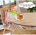 Foldable Baby Dining Chair Seat With Tray And Travel Bag- Pink - Image 2