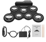 White Pattern Electronic Drum Set Boys and Girls Practice Pad Set Portable Drum Set