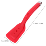 Two-in-one Frying Spatula Clip Silicone Red, Multifunctional High Temperature Resistant Cooking Tool - Image 3