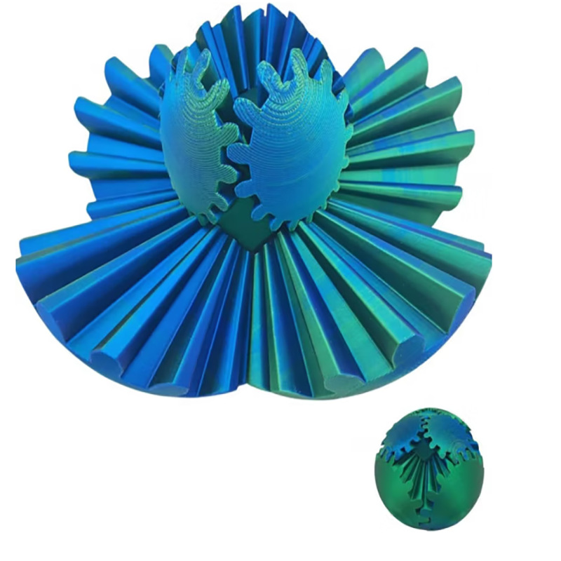 bfb5a2f07c275194cffc28f735c6b8bc.jpg 8cm 3D Printed Gear Ball Blue Green - Image 1