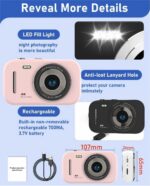 Digital Camera 2.8 Inch CCD HD 4K Home Student Children Special Camera Portable Card Camera (Pink) - Image 4