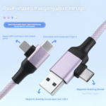 Magnetic Data Cable Fast Charging 60w Dual Input Dual Output Multi-function Magnetic Charging Cable Type-c (purple) - Image 3
