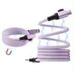 Magnetic Data Cable Fast Charging 60w Dual Input Dual Output Multi-function Magnetic Charging Cable Type-c (purple) - Image 5