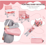 Foldable Baby Dining Chair Seat With Tray And Travel Bag- Pink - Image 5