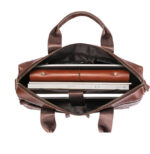 Men's Genuine Leather Business Laptop Briefcase 15.7 Inch Classic Shoulder Bag And Handbag Brown - Image 4