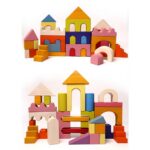 64-Piece Wooden Castle Building Block Set - Image 4